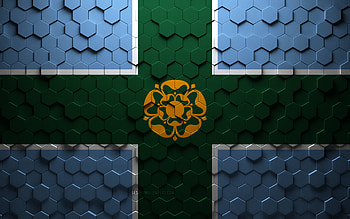 Flag of Derbyshire, honeycomb art, Derbyshire hexagons flag, Derbyshire 3d hexagons art, Derbyshire flag HD wallpaper
