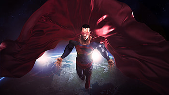 Superman In The Space Red Cape Flying Artwork , superman, artist, digital-art, superheroes, artwork, deviantart HD wallpaper