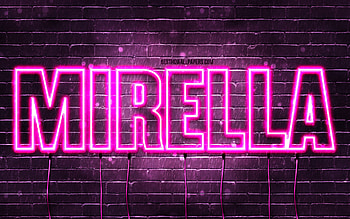 Mirella, , with names, female names, Mirella name, purple neon lights, Mirella Birtay, Happy Birtay Mirella, popular italian female names, with Mirella name HD wallpaper