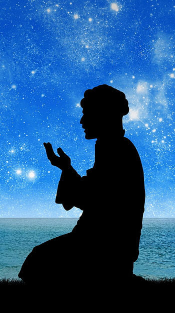 Silent Prayers Beneath the Moonlit Sky – Islamic Silhouette, silhouette, moon, religious, islam HD phone wallpaper