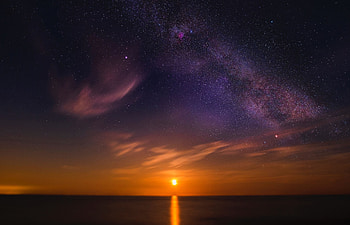 Nature, Sunset, Great Britain, Horizon, Starry Sky, United Kingdom, New Romney HD wallpaper