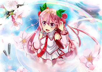 Pink hair, anime girl, sakura miku, vocaloid HD wallpaper