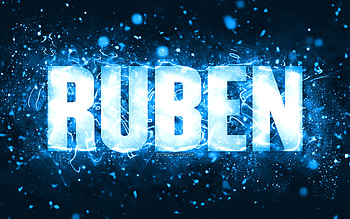Happy Birtay Ruben, , blue neon lights, Ruben name, creative, Ruben Happy Birtay, Ruben Birtay, popular american male names, with Ruben name, Ruben HD wallpaper