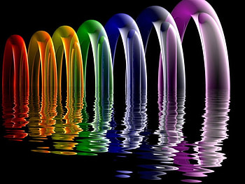 Rainbow Rings, round, colorful, water HD wallpaper