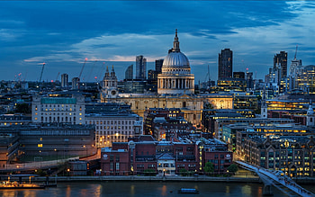 St. Paul's Cathedral, Evening sunset, UK landmark, Anglican cathedral HD wallpaper
