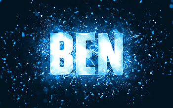 Happy Birtay Ben, , blue neon lights, Ben name, creative, Ben Happy Birtay, Ben Birtay, popular american male names, with Ben name, Ben HD wallpaper