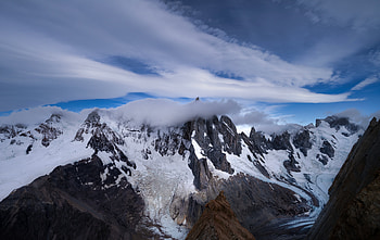 Frozen Horizons Patagonian Crag Veiled In Snow And Clouds, snow, clouds, mountains, nature HD wallpaper
