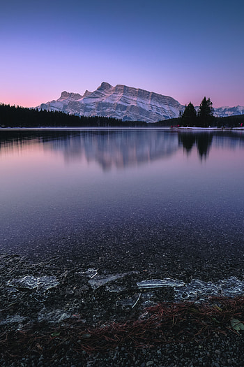 Nature, Sunset, Mountains, Lake, Shore, Bank HD phone wallpaper
