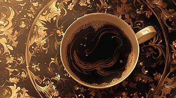 Coffee Elegance, food, coffee, cup, floral pattern, drink HD wallpaper