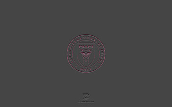 Inter Miami CF, gray background, American soccer team, Inter Miami CF emblem, MLS, Miami, USA, soccer, Inter Miami CF logo HD wallpaper