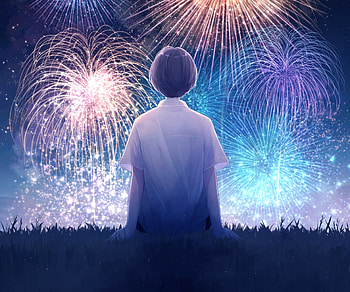 Summer Night Sky — Anime Boy and Fireworks, Anime, boy, night, fireworks, summer, anime boy, anime night, Anime Summer HD wallpaper