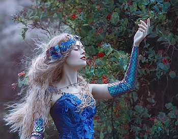 Beauty, blue, agnieszka lorek, fairy, model, girl, woman HD wallpaper