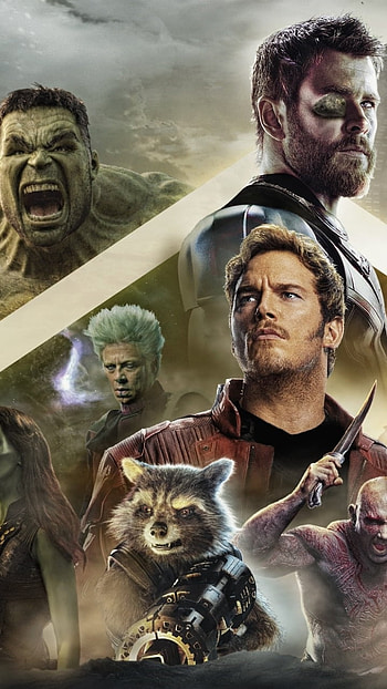 Avengers: Infinity War — Thor, Hulk, Star-Lord, Drax & Rocket, Star Lord, Hulk, Thor, movie, Avengers: Infinity War HD phone wallpaper