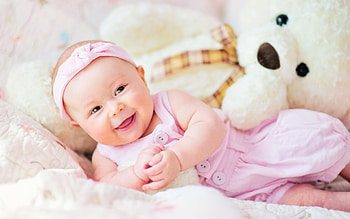 Cute Baby With Teddy Bear, teddy-bear, cute, baby HD wallpaper