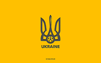 Ukraine national football team, yellow background, football team, emblem, UEFA, Ukraine, football, Ukraine national football team logo, Europe HD wallpaper