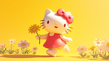 Hello Kitty in Sunny Flower Field - Anime, Anime, sanrio, Hello Kitty HD wallpaper