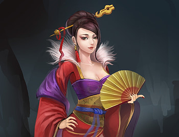 Asian girl, Asian, Kimono, Beauty, Fan HD wallpaper