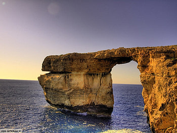 Rock structure, blue, brown, sky, serene, ocean, rock, nice HD wallpaper