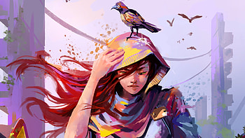 Woman Colorful Bird Digital Painting, artist, artwork, digital-art, painting, artstation HD wallpaper