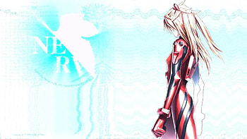 Asuka Langley, White, Girl, Red, Logo, Long Hair, Asuka, Uniform, Blue HD wallpaper