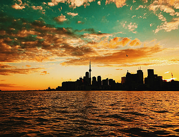 Cities, Sunset, Sea, Building, Canada, Toronto HD wallpaper