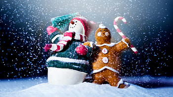 Snowman and Gingerbread Candy Cane, Gingerbread, Candy, Snow, Cane, Snowman HD wallpaper