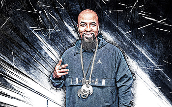 Tech N9ne, grunge art, american rapper, american celebrity, white abstract rays, Aaron Dontez Yates, creative, Tech N9ne HD wallpaper