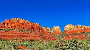 Coconino National Forest, Sedona, Arizona, mountains, rocks, usa, landscape, trees, sky HD wallpaper