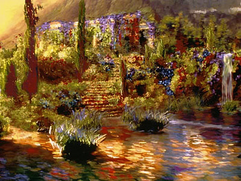 WHAT DREAMS MAY COME, light, house, flowers, water, beautiful colours HD wallpaper