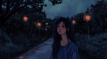 Sad Lofi Girl In Park, alone, sad, artist, artwork, digital-art HD wallpaper