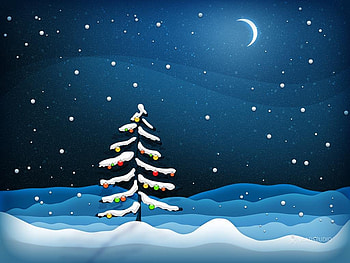 Tree, abstract, moon, snow HD wallpaper