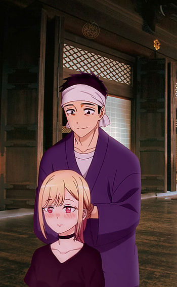 Gojo and Marin, romance, couple, japan, anime HD phone wallpaper
