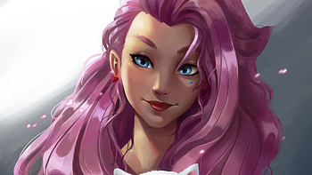 KDA Blue Eyes Pink Hair Seraphine League Of Legends HD wallpaper