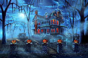 Mist Magic of Halloween, ghosts, October 31st, attractions in dreams, spooky, paintings, love four seasons, halloween, holiday, fantasy, jack-o-lanterns, graveyard, haunted house, moons HD wallpaper