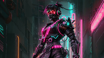 The Neon Samurai, neon, samurai, artist, artwork, digital-art, deviantart HD wallpaper