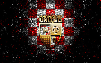 Waitakere United FC, glitter logo, New Zealand Football Championship, red white checkered background, soccer, New Zealand football club, Waitakere United logo, mosaic art, football, Waitakere United HD wallpaper