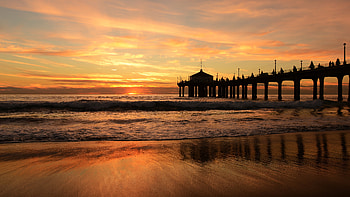 Jetty Sunset, jetty, piers, nature, beach, sunset HD wallpaper