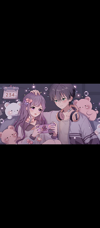 Sweet Couple Gamers, love, romance, kartun, gamer, anime HD phone wallpaper