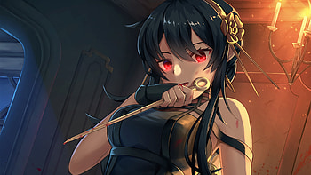 Red Eyes Black Hair Yor Forger Anime Girl Spy x Family HD wallpaper