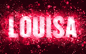 Happy Birtay Louisa, , pink neon lights, Louisa name, creative, Louisa Happy Birtay, Louisa Birtay, popular american female names, with Louisa name, Louisa HD wallpaper