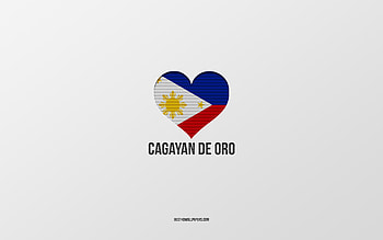 I Love Cagayan de Oro, Philippine cities, Day of Cagayan de Oro, gray background, Cagayan de Oro, Philippines, Philippine flag heart, favorite cities, Love Cagayan de Oro HD wallpaper