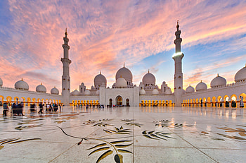 Sheikh Zayed Grand Mosque, dome, temple, mosque, minarets, sky, dubai HD wallpaper