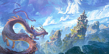 Dragon Cloud Fantasy Mountain Temple, dragon, fantasy, artist, artwork, temple, digital-art, artstation HD wallpaper