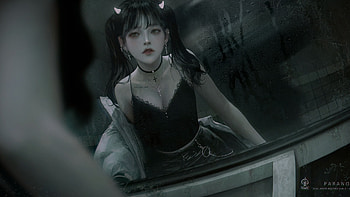 Anime Girl With Horns Wearing Black Dress Dark Background Anime Girl HD wallpaper