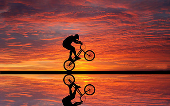 Cycling Sunset, cycle, sunset, graphy HD wallpaper