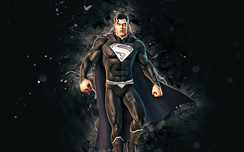 Shadow Superman, , white neon lights, Fortnite Battle Royale, Fortnite characters, Shadow Superman Skin, Fortnite, Shadow Superman Fortnite HD wallpaper