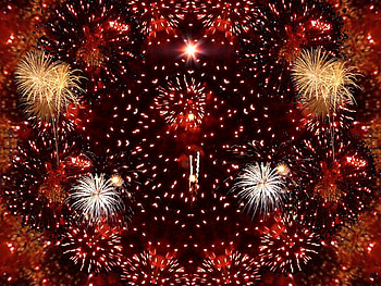 Fireworks II, eye candy, abstract, 3d, fractal, collage HD wallpaper
