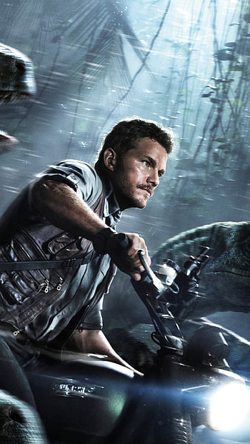Jurassic World, Dinosaur forest, Best movies of 2015, Chris Pratt HD phone wallpaper