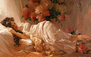 sleeping, women, painting, abstract, fantasy HD wallpaper