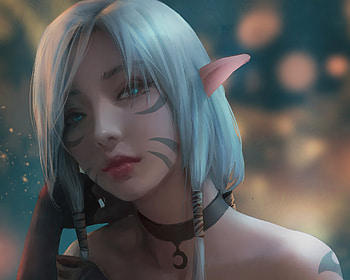 Nix, z ed, pendant, frumusete, art, girl, elf, zed, zedart, fantasy, moon, trungbui42, face, luna HD wallpaper